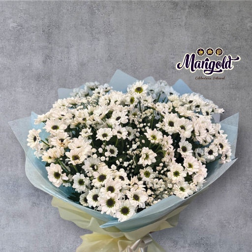 The Blossoming Connection: Chrysanthemums with Gypsophila in Hand Bunches | TULIPS AND TRUFFLES
