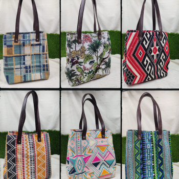 Spacious Jacquard Handbag with Three Compartments – Ideal for Travel, Baby Essentials & Daily Use | A V ENTERPRISES | DWARIKAPURI S 50 LANE NO 7 OPPOSITE RPA ROAD SANJAY COLONY PANIPECH LANDMARK Near Radha Krishan Mandir