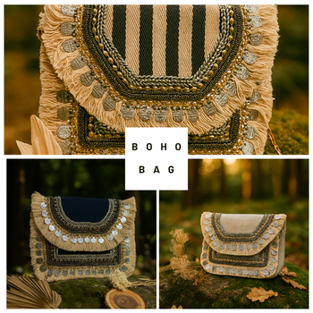 Boho Bag with Golden Chain Sling – Stylish, Spacious & Perfect for Traditional and Boho Looks | A V ENTERPRISES | DWARIKAPURI S 50 LANE NO 7 OPPOSITE RPA ROAD SANJAY COLONY PANIPECH LANDMARK Near Radha Krishan Mandir