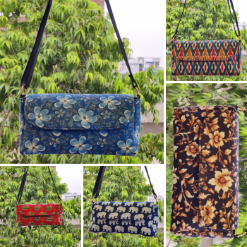 Triangle Sling Bag – Stylish Cotton/Ikkat Sling with Dual Zip Partition & Multiple Pockets | A V ENTERPRISES | DWARIKAPURI S 50 LANE NO 7 OPPOSITE RPA ROAD SANJAY COLONY PANIPECH LANDMARK Near Radha Krishan Mandir