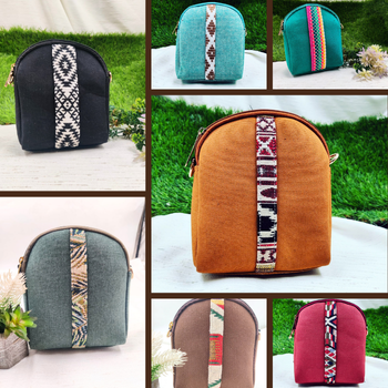 Backpack Cum Sling Bag – 8x6x2.5 Inch Canvas & Jacquard Fabric Bag with Dual Zip Compartments | A V ENTERPRISES | DWARIKAPURI S 50 LANE NO 7 OPPOSITE RPA ROAD SANJAY COLONY PANIPECH LANDMARK Near Radha Krishan Mandir