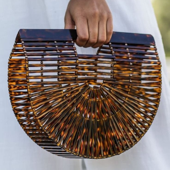 Wooden shiny hand bag