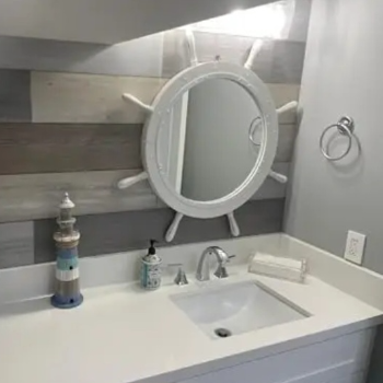 Mirror in wheel made by wood