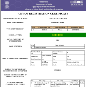 PARI FOOTWEAR | UDYAM-UP-21-0042976