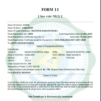 BHAKTA BHAWAN - certificate of incorporation in NABADWIP