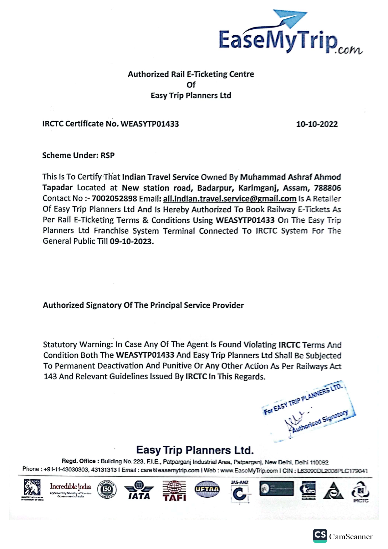 MD ASHRAF AHMOD TAPADAR | Ease My Trip 1st year