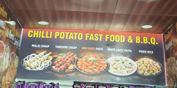 Banner CHILLI POTATO FAST FOOD AND B B Q