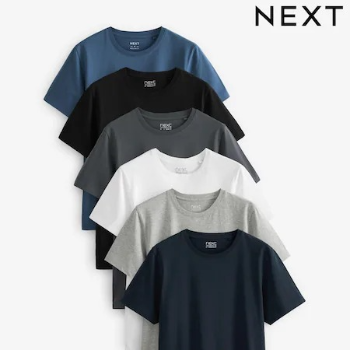 Black/ Slate/ Grey Marl/ White/ Navy/ Blue Regular Fit Essential Cotton T-Shirts 6 Pack-https://media.vyaparify.com/vcards/products/170380/product_1742537956_67dd04e476f44.png Image