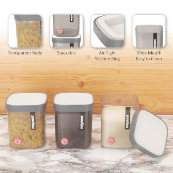  NAYASA Plastic Grocery Container - 1500 ml  (Pack of 6, Grey) HINDUSTHAN ALLUMINIUM G T ROAD RADHA NAGAR PARA NEAR DHOLDIGHI PETROL PUMP BURDWAN