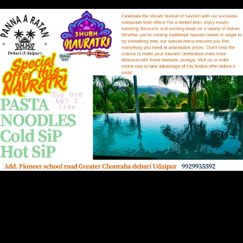 Navratri Special Snacks – Buy One Get One Free PANNA A RATAN VILLA NEAR PACIFICHOSTEL 2 PIONEERSCHOOL ROAD GREATER CHOURAHA DEBARI