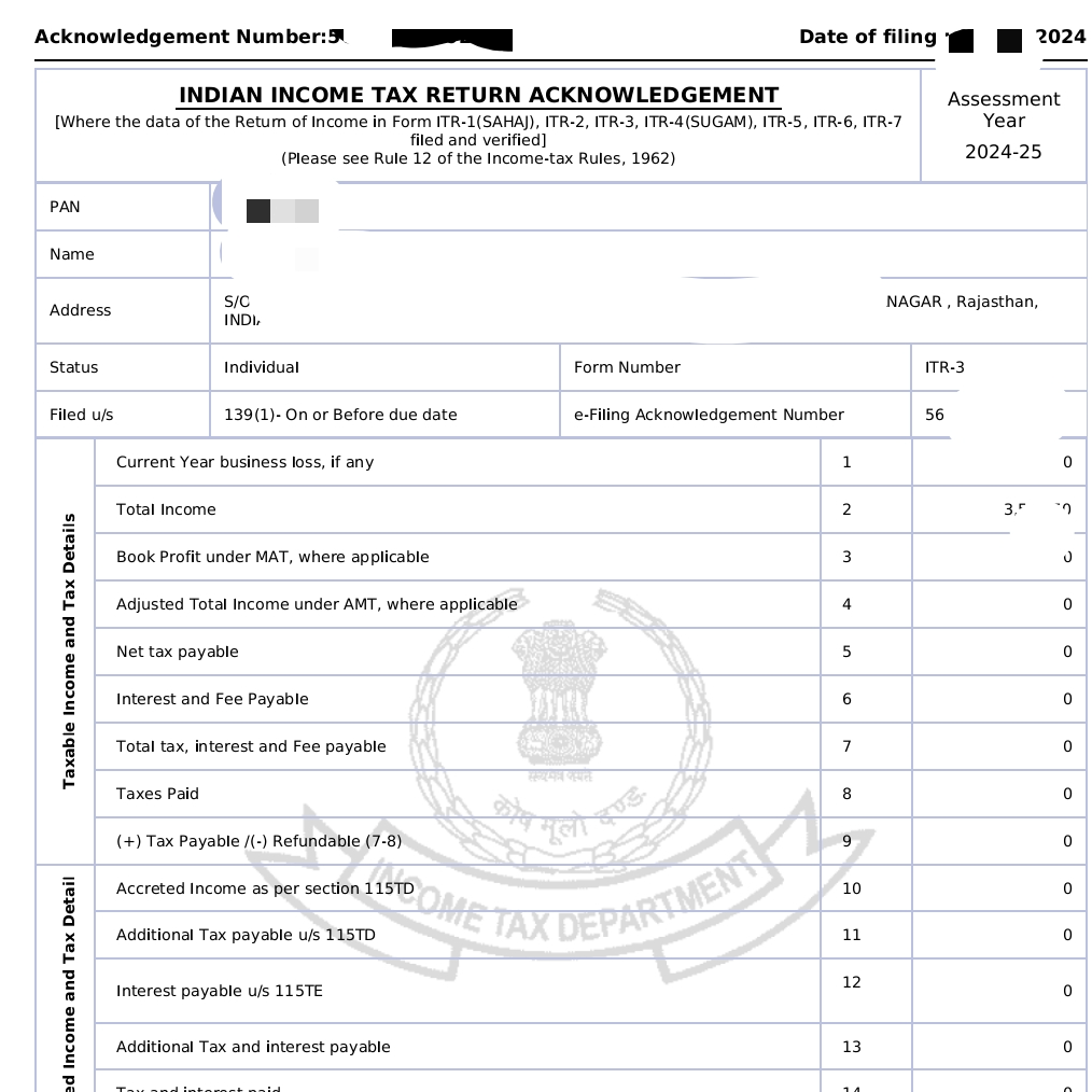  ITR-1 (Salary + Interest) TAX KUNDALI TAX KUNDALI CA SUMITSHARMA NEW DHANMANDI ROAD UDAAN SCHOOL BUILDING FIRST FLOOR SRI VIJAYNAGAR