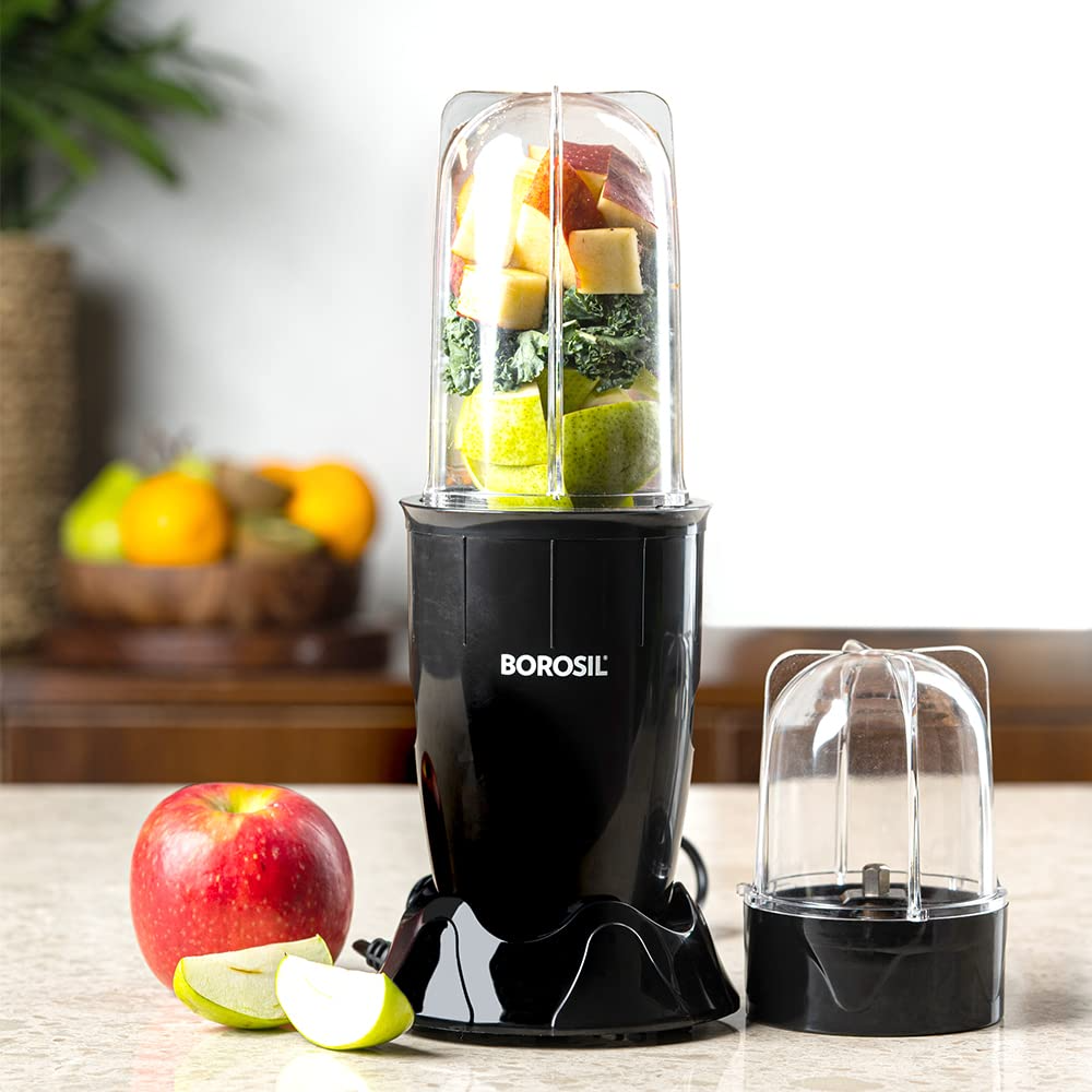 Borosil Plastic Nutrifresh Pb31 Portable Mini-Blender & Grinder, 500 Ml Blending Jar, 300 Ml Chutney Jar, For Blending Smoothies & Chutneys, Dry Grinding Spices, Black, 400W-https://media.vyaparify.com/vcards/products/229015/product_1747204980_68243b7462753.png Image