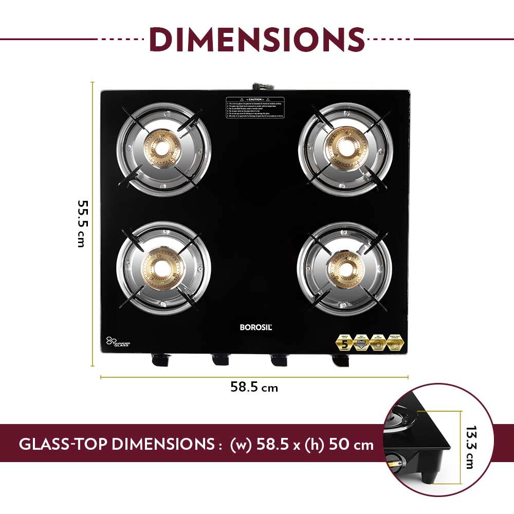 Borosil Blaze Glass-top Gas Stove, 4 Burners 6mm Toughened Glass, Heavy Brass Burners(2 years product warranty, 5 years Glass Top Warranty)-https://media.vyaparify.com/vcards/products/229092/product_1747206368_682440e0c396f.png Image