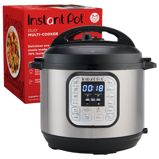 Instant Pot Duo 6 Litre, Stainless Steel 7-in-1 Electric Pressure Cooker, Outer Lid, Slow Cooker, Rice Cooker, Steamer, Saute, Yogurt Maker, And Warmer, 6 Litre, Silver-https://media.vyaparify.com/vcards/products/236070/product_1747407381_682752153f7b5.png Image