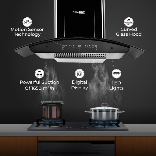 BLOWHOT ERICA L TAC MS Chimney: 90cm | 1,650 m³/h Suction Power | BRUSHLESS DC MOTOR | 9 Speed Control | Filterless Technology | Heat Auto Clean | Motion Sensor-https://media.vyaparify.com/vcards/products/241081/product_1747577723_6829eb7bad85e.png Image