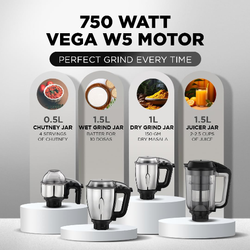 Preethi Zodiac Cosmo MG236 Mixer Grinder 750 watt with 5 Jars Includes Super Extractor juicer Jar & Master Chef + Food Processor Jar, Black-https://media.vyaparify.com/vcards/products/241251/product_1747634959_682acb0fc8710.png Image