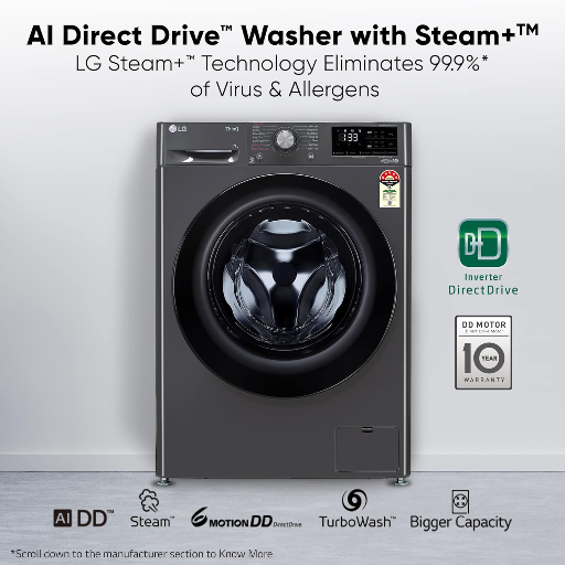 LG 7 Kg 5 Star Inverter Wi-Fi Fully-Automatic Front Load Washing Machine Appliance with In-Built Heater (FHV1207Z4M, Middle Black, AI DD Technology & Steam for Hygiene Wash)-https://media.vyaparify.com/vcards/products/243355/product_1747663224_682b3978dfbb7.png Image