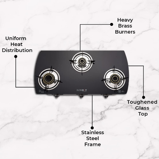 BLOWHOT Jasper 3 Burner Auto Ignition Heavy Brass BurnerGas Stove - Toughened Glass Cook Top - Stainless Steel Frame-https://media.vyaparify.com/vcards/products/244292/product_1747720888_682c1ab87ac38.png Image