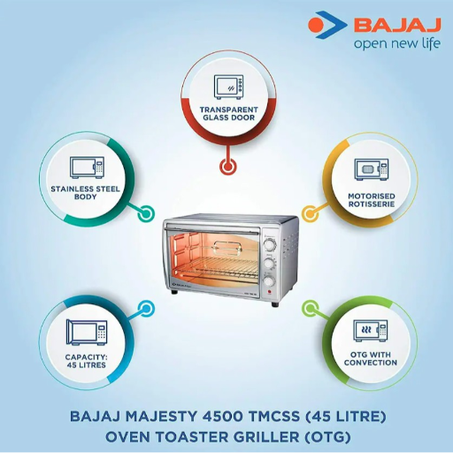 Bajaj Majesty 4500 TMCSS, 2000W, 45L, Oven Toaster Griller (OTG), Silver-https://media.vyaparify.com/vcards/products/249627/product_1747895763_682ec5d368ab6.png Image