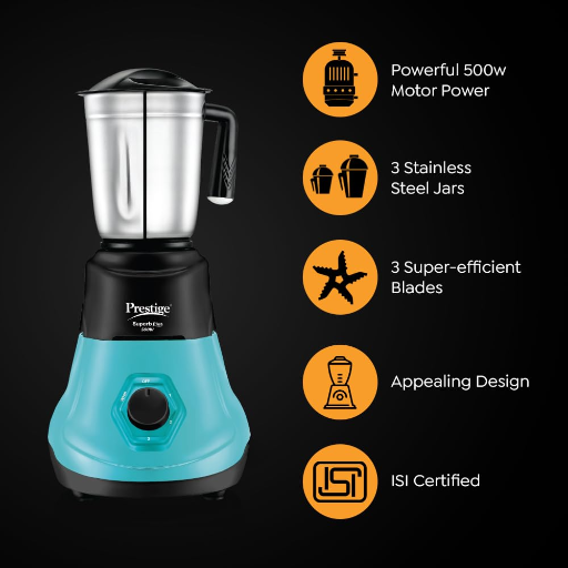 Prestige Super Plus 500W Mixer Grinder with Stainless Steel 3 Jars,5 Year Warranty-https://media.vyaparify.com/vcards/products/250743/product_1747917664_682f1b606f2e8.png Image