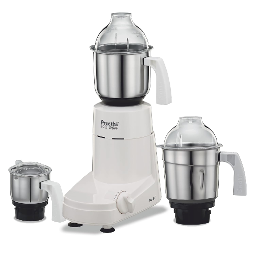 Preethi Eco Plus MG-138 110V, 550 Watt Mixer Grinder with 3 Jars (0.4L Chutney grinding Jar + 1.0L dry grinding Jar + 1.5L Wet grinding Jar, Stainless Steel) with 5 Yrs Motor warranty, White-https://media.vyaparify.com/vcards/products/250746/product_1747917756_682f1bbc93435.png Image