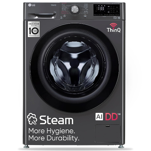 LG 9 Kg 5 Star Wi-Fi Inverter AI Direct-Drive Touch Panel Fully Automatic Front Load Washing Machine (FHV1409Z4M, Steam for Hygiene, In-Built Heater, 6 Motion DD, Middle Black)-https://media.vyaparify.com/vcards/products/256278/product_1748089860_6831bc04f1b32.png Image