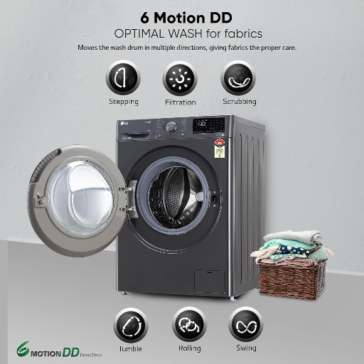 LG 9 Kg 5 Star Wi-Fi Inverter AI Direct-Drive Touch Panel Fully Automatic Front Load Washing Machine (FHV1409Z4M, Steam for Hygiene, In-Built Heater, 6 Motion DD, Middle Black)-https://media.vyaparify.com/vcards/products/256280/product_1748089861_6831bc052f334.png Image