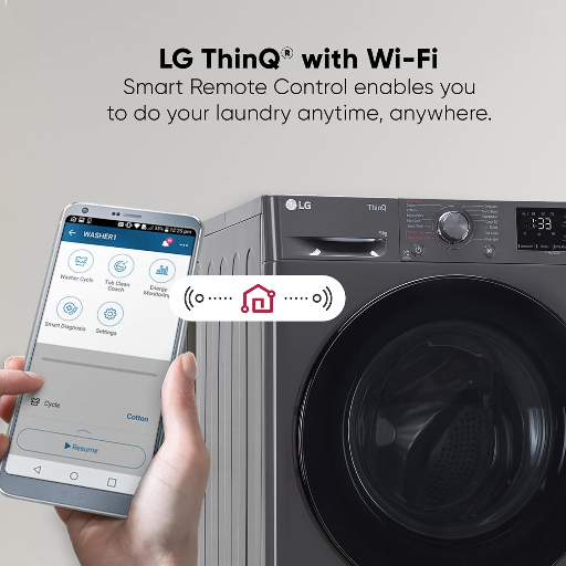 LG 9 Kg 5 Star Wi-Fi Inverter AI Direct-Drive Touch Panel Fully Automatic Front Load Washing Machine (FHV1409Z4M, Steam for Hygiene, In-Built Heater, 6 Motion DD, Middle Black)-https://media.vyaparify.com/vcards/products/256281/product_1748089861_6831bc055126f.png Image