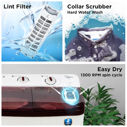 Midea 7.5 kg Semi Automatic Top Load Washing Machine, Maroon White(2 Years Warranty on product, 5 Years Warranty on Motor)-https://media.vyaparify.com/vcards/products/256307/product_1748093842_6831cb9218cc0.png Image