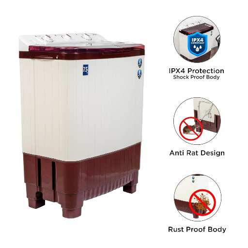Midea 7.5 kg Semi Automatic Top Load Washing Machine, Maroon White(2 Years Warranty on product, 5 Years Warranty on Motor)-https://media.vyaparify.com/vcards/products/256309/product_1748093842_6831cb923a177.png Image