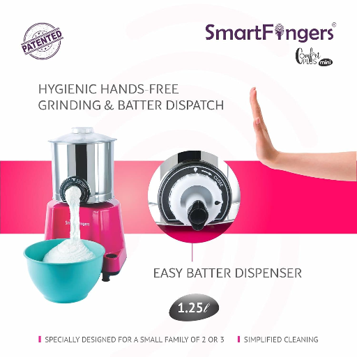 SmartFingers Comfort Plus Mini Table Top Wet Grinder 1.25 Liter, Pink With Atta Kneader-https://media.vyaparify.com/vcards/products/256386/product_1748099555_6831e1e31dceb.png Image
