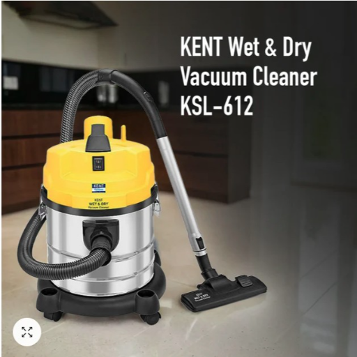 KENT Wet and Dry Vacuum Cleaner KSL 612|1200 W|Blower Function|Flexible hose|Extension tube|Crevice tool|Floor brush|Wet brush| Filter bag|20L Stainless steel body|Rubberized Wheels|Metallic Silver-https://media.vyaparify.com/vcards/products/256394/product_1748100096_6831e400abd09.png Image