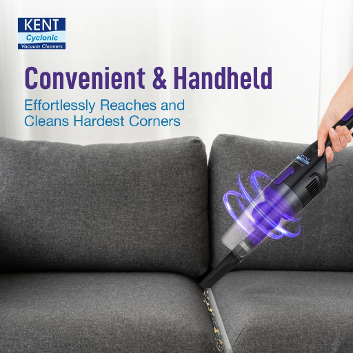 KENT Duster Vacuum Cleaner 600 W with HEPA Filter and Cyclone 5 Technology | Bagless Design | High Suction Power &gt;16 Kpa | Ideal for Curtain,Carpet,Sofa and Car | Purple & Black-https://media.vyaparify.com/vcards/products/256399/product_1748100310_6831e4d696d1f.png Image