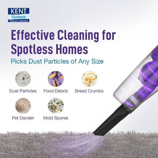 KENT Duster Vacuum Cleaner 600 W with HEPA Filter and Cyclone 5 Technology | Bagless Design | High Suction Power &gt;16 Kpa | Ideal for Curtain,Carpet,Sofa and Car | Purple & Black-https://media.vyaparify.com/vcards/products/256400/product_1748100310_6831e4d6aad2b.png Image