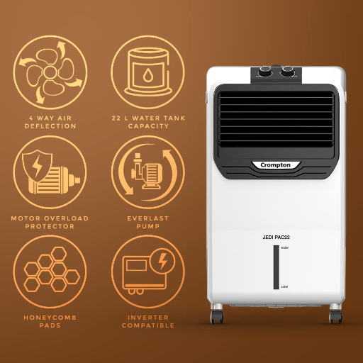 Crompton JEDIPAC 22 Litre Personal Air Cooler for home | Honeycomb pads | 4-way Air Deflection | Ice Chamber | Everlast Pump | Inverter Compatible-https://media.vyaparify.com/vcards/products/256422/product_1748101298_6831e8b2087e9.png Image