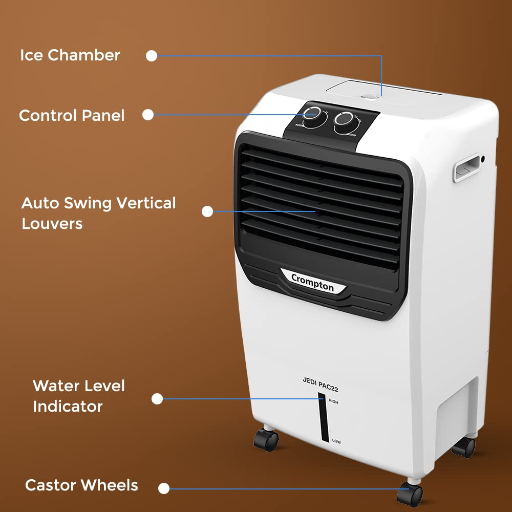 Crompton JEDIPAC 22 Litre Personal Air Cooler for home | Honeycomb pads | 4-way Air Deflection | Ice Chamber | Everlast Pump | Inverter Compatible-https://media.vyaparify.com/vcards/products/256423/product_1748101298_6831e8b221955.png Image