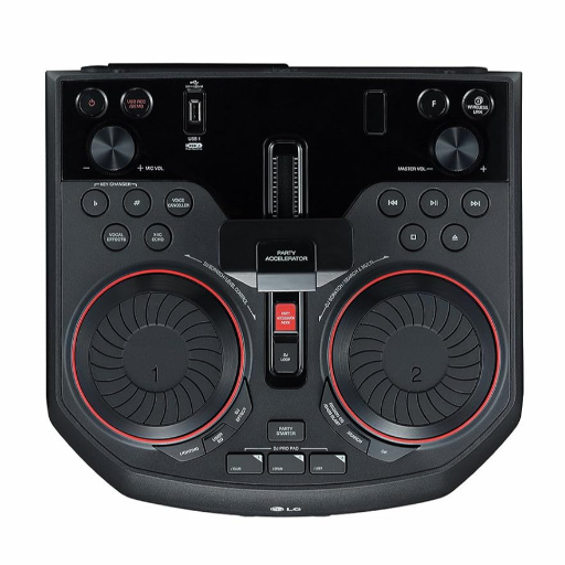 LG OK55 500W, for Karaoke Playback, Recording, Echo Effects and Vocal Effects, DJ Effects, DJ Wheel, DJ Loop, Party Thruster, DJ Pad and Multi-Color Lighting, Bass Blast, XBOOM App (Black)-https://media.vyaparify.com/vcards/products/258935/product_1748260525_683456adab170.png Image