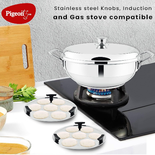 Pigeon by Stovekraft Steelo Multipurpose Stainless Steel Kadai 5L, 280mm with Stainless Base (Silver)-https://media.vyaparify.com/vcards/products/259012/product_1748262284_68345d8c816c2.png Image