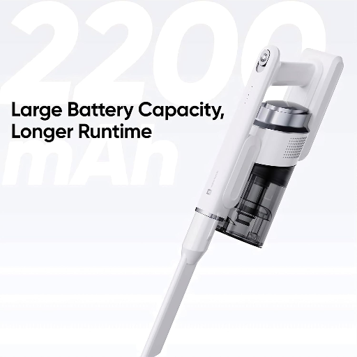realme TechLife RMT2014 Cordless Vacuum Cleaner with 140W Powerful Suction, HEPA Filtration, 2200mAh Battery, 40-Minute Runtime, Motorized Floor Brush & Multiple Attachments (White)-https://media.vyaparify.com/vcards/products/259140/product_1748266848_68346f60e5f2e.png Image