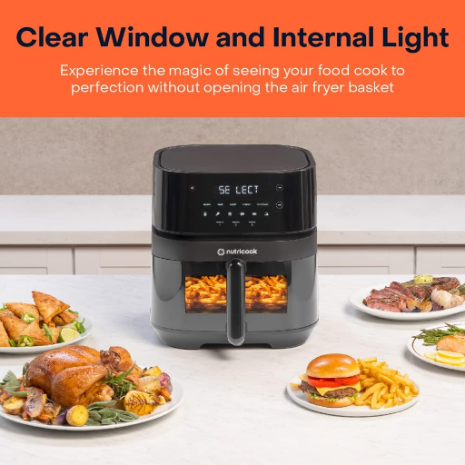 Nutricook Air Fryer, Touch Control Panel, Cook with Little or No Oil, 10 Preset Functions, 1500 Watts, 2 Years Warranty (5.7L VIsion Black)-https://media.vyaparify.com/vcards/products/261341/product_1748357718_6835d2564f124.png Image
