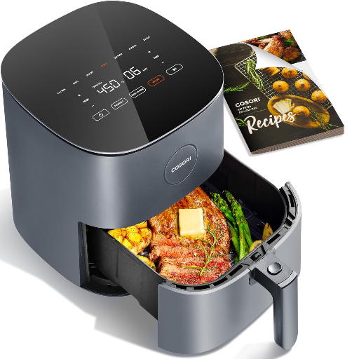 COSORI Air Fryer 5 QT (4.7 Litre) Black, 1500W Fast Cooking 9 Preset Menu, 30 Recipes Cookbook, Grill, Broil, Roast, Toast, Bake, Reheat, Defrost, Digital Touch Panel (CAF-L501)-https://media.vyaparify.com/vcards/products/261344/product_1748357937_6835d331d10e1.png Image