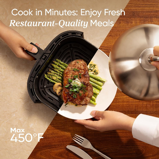 COSORI Air Fryer 5 QT (4.7 Litre) Black, 1500W Fast Cooking 9 Preset Menu, 30 Recipes Cookbook, Grill, Broil, Roast, Toast, Bake, Reheat, Defrost, Digital Touch Panel (CAF-L501)-https://media.vyaparify.com/vcards/products/261346/product_1748357938_6835d33215ac8.png Image