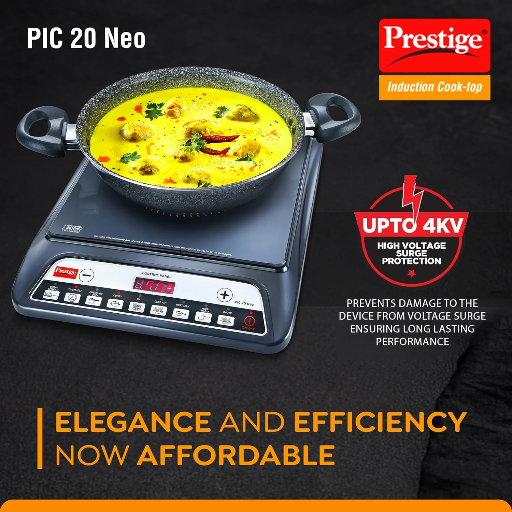 Prestige Pic 20 Neo Induction Cooktop 1600W|Indian Menu Options| Automatic Voltage Regulator| Timer With User Pre-Set, Manual, Black-https://media.vyaparify.com/vcards/products/273517/product_1748959335_683f0067d7139.png Image