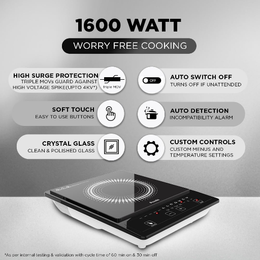 Preethi Indicook IC123 Induction Cooktop, 1600-Watt Electric Stove with Soft Touch Buttons and Crystal Glass (Black)-https://media.vyaparify.com/vcards/products/296674/product_1750516977_6856c4f10441b.png Image