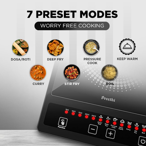 Preethi Indicook IC123 Induction Cooktop, 1600-Watt Electric Stove with Soft Touch Buttons and Crystal Glass (Black)-https://media.vyaparify.com/vcards/products/296675/product_1750516977_6856c4f11b103.png Image