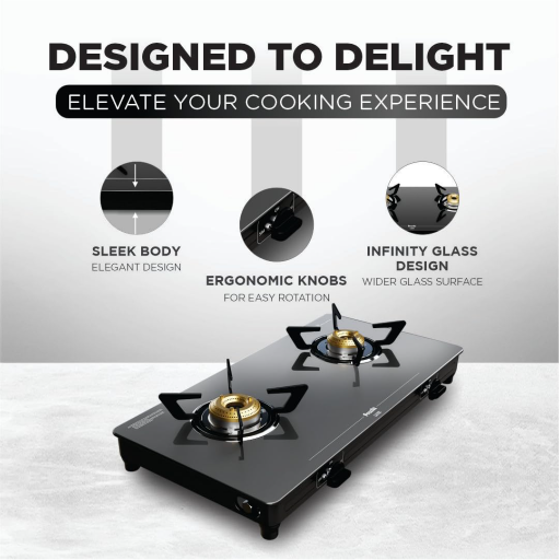 Preethi Luxe 2 Burner Glass Top Gas Stove With Driptray Less Infinity Design, 5 Year Warranty on Glass & Burner, Manual Design-https://media.vyaparify.com/vcards/products/296686/product_1750517214_6856c5de065eb.png Image