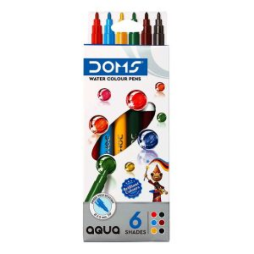 DOMS Aqua Water Colour Pens 6 Shades-https://media.vyaparify.com/vcards/products/297959/product_1751031408_685e9e706d8df.png Image