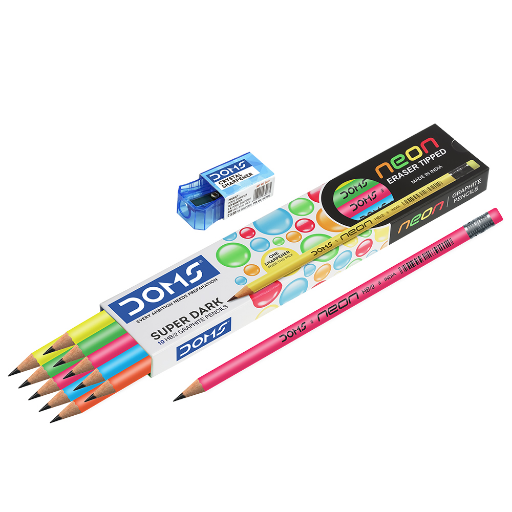 DOMS Neon Eraser Tipped Pencil 10 Pcs Pack-https://media.vyaparify.com/vcards/products/297973/product_1751038678_685ebad6e5aa2.png Image