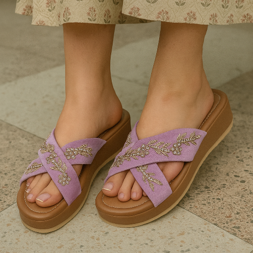 Lavender color Color Hand Dabka Work Kolhapuri Wedges-https://media.vyaparify.com/vcards/products/315894/product_1753725888_6887bbc0bc8f4.png Image