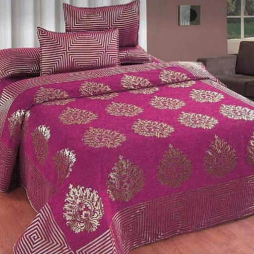 CLASSIC / JHUMKA CHENNILE KING SIZE bedding set by GRIHA AURAwith good weaving quality, Contents -  one double bedsheet, two pillow covers  ( 1+2 ) King sizeWeight-2.5 kg-https://media.vyaparify.com/vcards/products/335002/product_1756136026_68ac825a42b9b.png Image